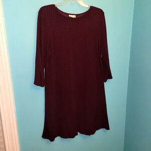 J. Jill Burgundy Diamond Pattern Ponte Stretch Dress sz. Large Petite